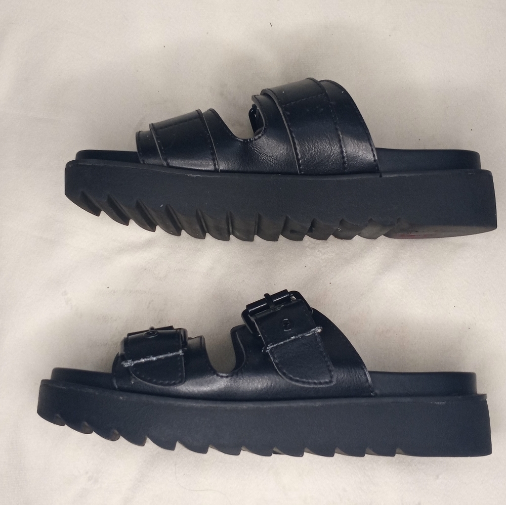 Y2K 90s Grunge Fisherman Two Strap Chunky Soled Boho Moto Slide Sandal Sz 8